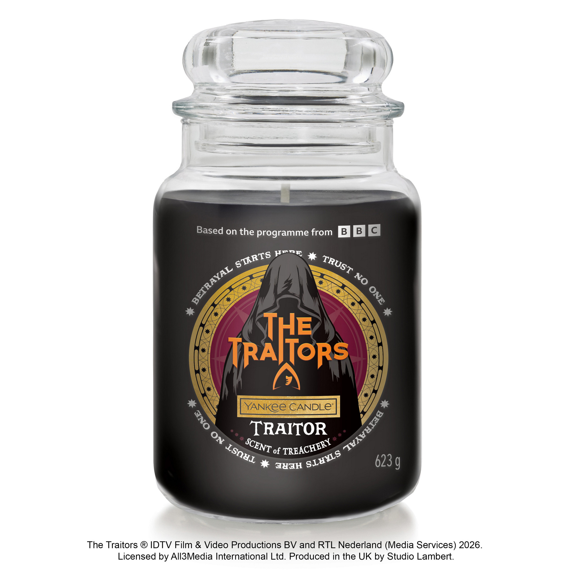 The Traitors: Traitor Candle Original Large Jar Candle Yankee Candle, White, 10.7cm x 16.8cm | Woody